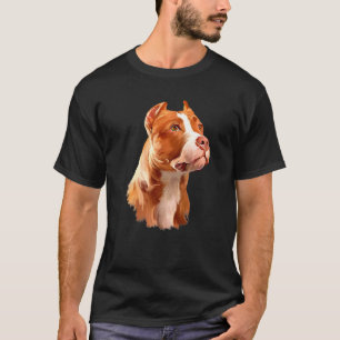 Camiseta Cabeça de Cachorro Pitbull Marrom Olhando para Cim