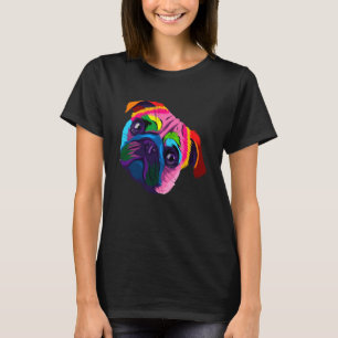 Camiseta Cabeça de Cachorro Pug Abstrato - Pug Chinês Color