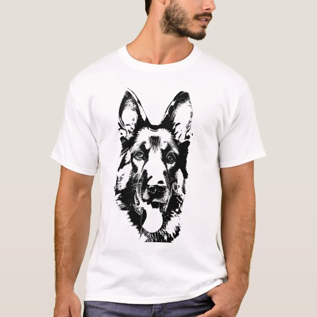 Camiseta Cabeça de cão da polícia, German shepherd (Frente)