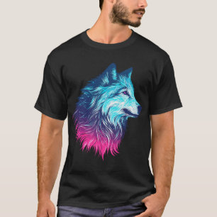 Camiseta Cabeça de Cão Lobo Silhueta Cósmica Galáctica Natu