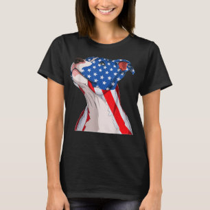 Camiseta Cabeça de cão Pitbull EUA Bandeira Americana Patri