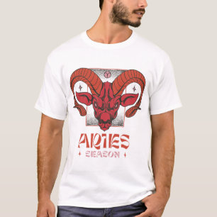 Camiseta Cabeça de Carneiro Áries Sazonal em Arte de Linha
