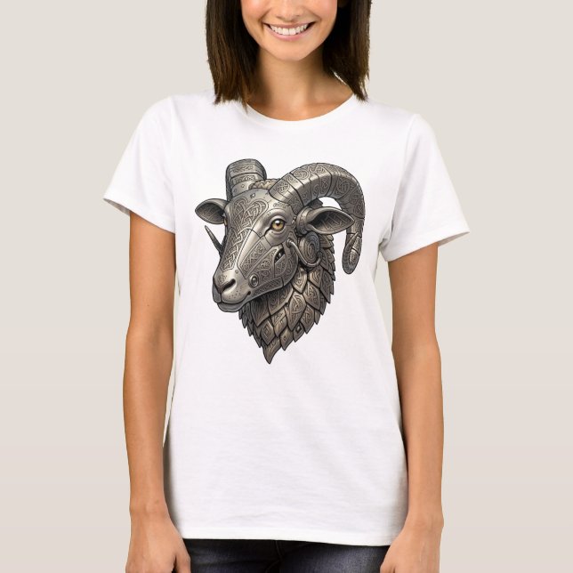 Camiseta Cabeça de Carneiro de Prata Celta Poderosa com Pad (Frente)