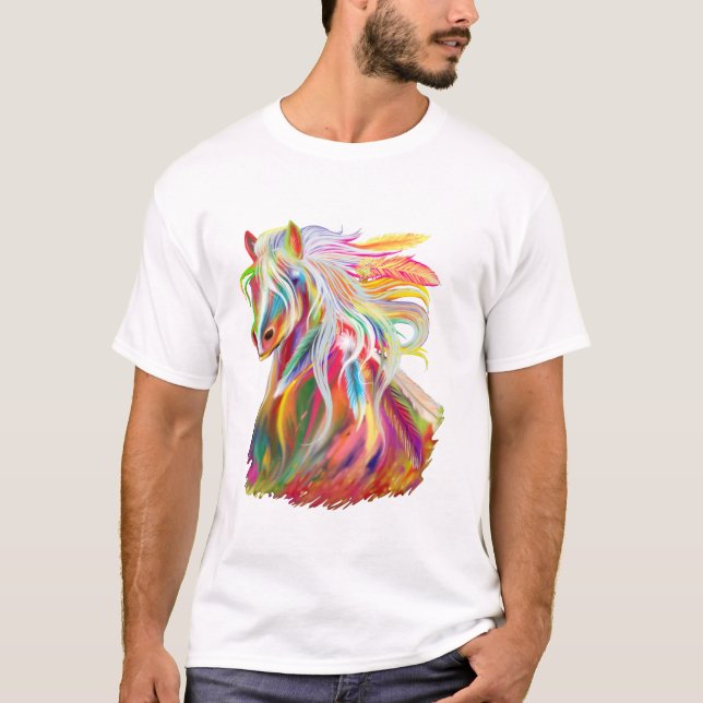 Camiseta Cabeça de Cavalo Aquarela Equestre Leve Longa Eque (Frente)