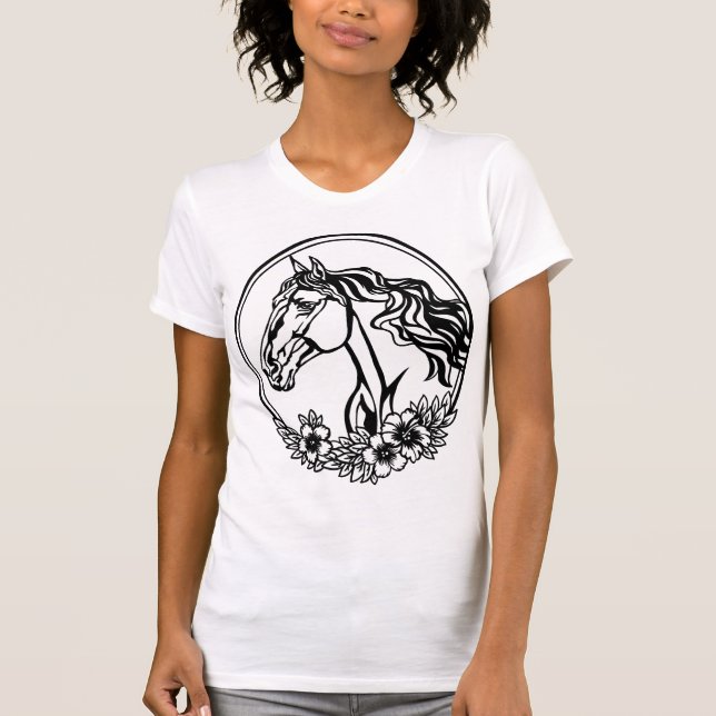 Camiseta Cabeça de cavalo com flores (Frente)