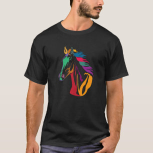 Camiseta Cabeça De Cavalo De Amor Fofo Colorido Para Homens