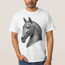 Cabeça de Cavalo de Prata Celta Majestosa com Padr