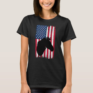 Camiseta Cabeça de Cavalo Silhouette American Flag Usa Pat