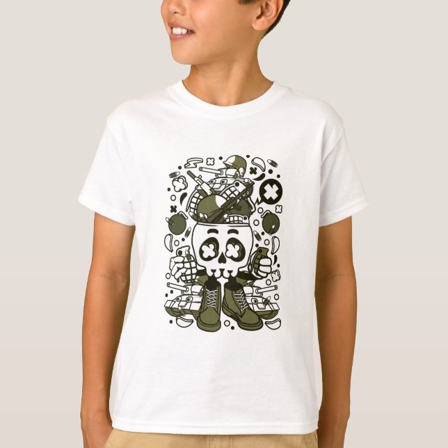 Camiseta Cabeça de crânio do exército (Frente)