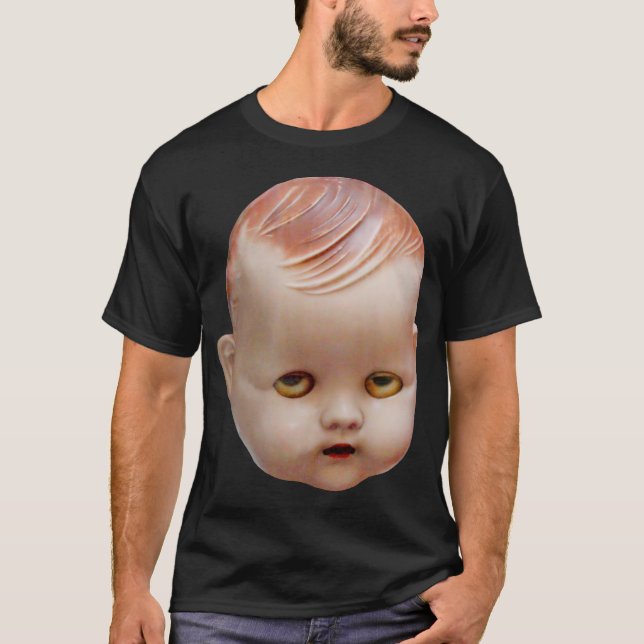 Camiseta Cabeça de Doll assustadora (Frente)