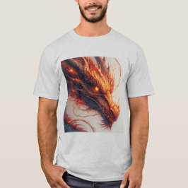 Camiseta Cabeça de Dragão Ardente Irradiando Energia Intens