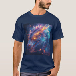 Camiseta Cabeça de Dragão Ardente Irradiando Energia Intens