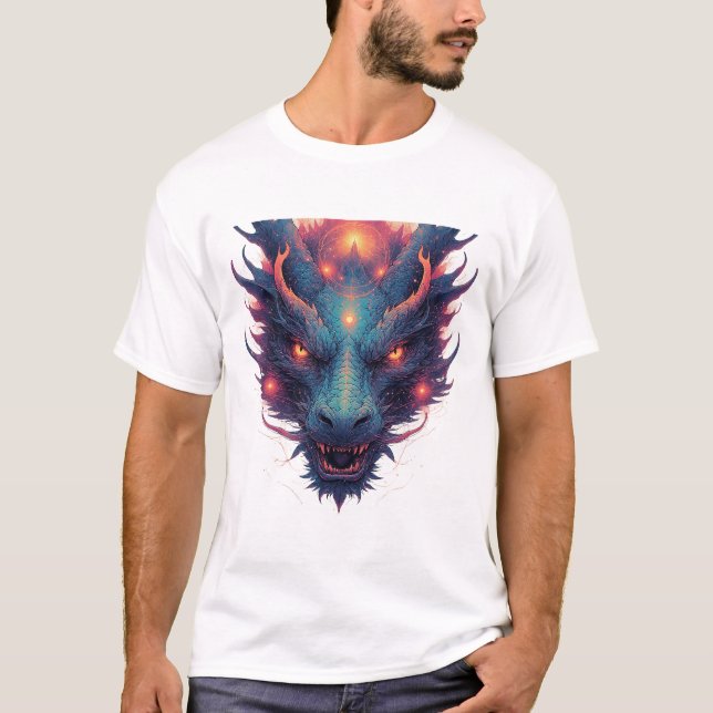 Camiseta Cabeça de Dragão com Olhos Ferozes (Frente)