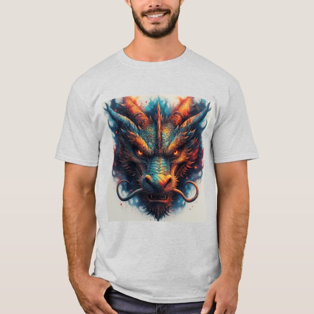 Camiseta Cabeça de Dragão com Olhos Ferozes (Frente)