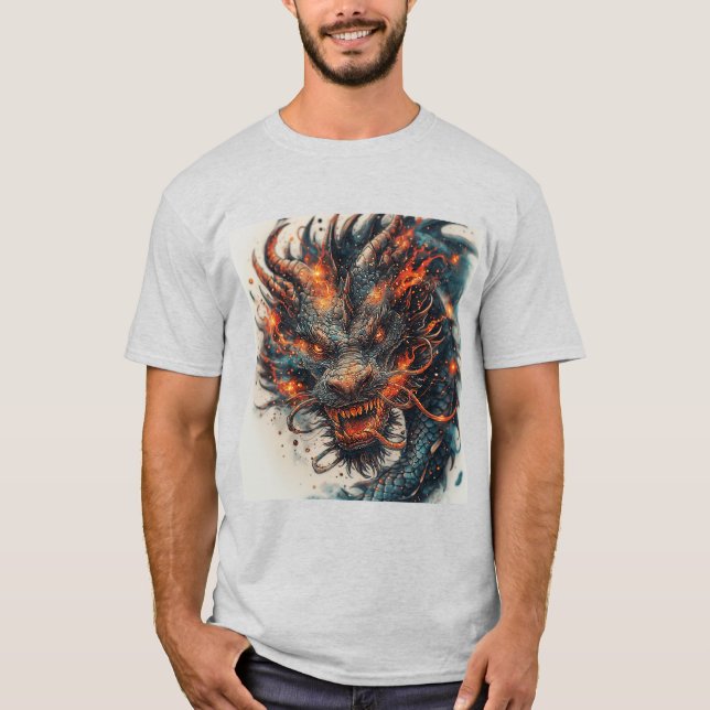Camiseta Cabeça de Dragão com Olhos Ferozes (Frente)