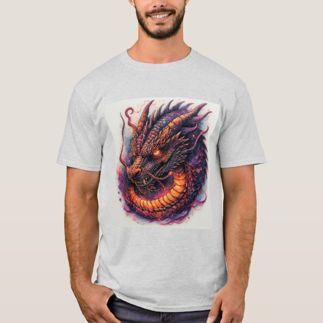 Camiseta Cabeça de Dragão com Olhos Ferozes (Frente)