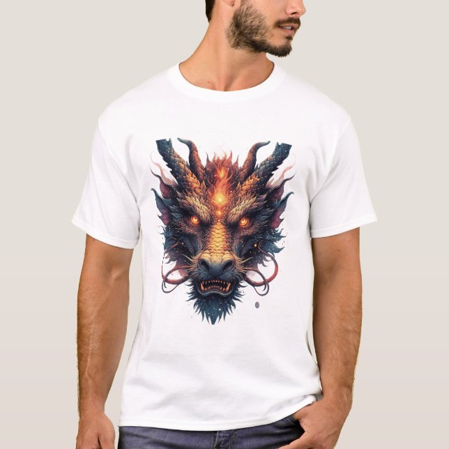 Camiseta Cabeça de Dragão com Olhos Ferozes (Frente)