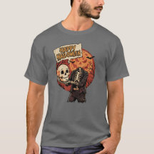 Cabeça de Esqueleto Retro de Quadrinhos Feliz Hall