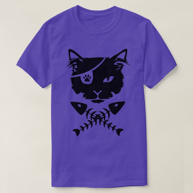 Camiseta Cabeça de gato com osso de peixe (Frente do Design)