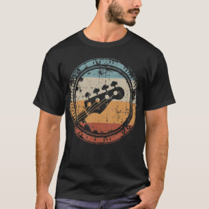 Camiseta Cabeça de Guitarra Baixo Vintage para Baixista e B