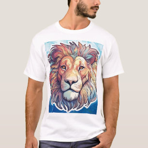 Camiseta Cabeça de Leão Abstrato AZUL
