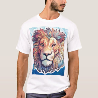 Camiseta Cabeça de Leão Abstrato AZUL
