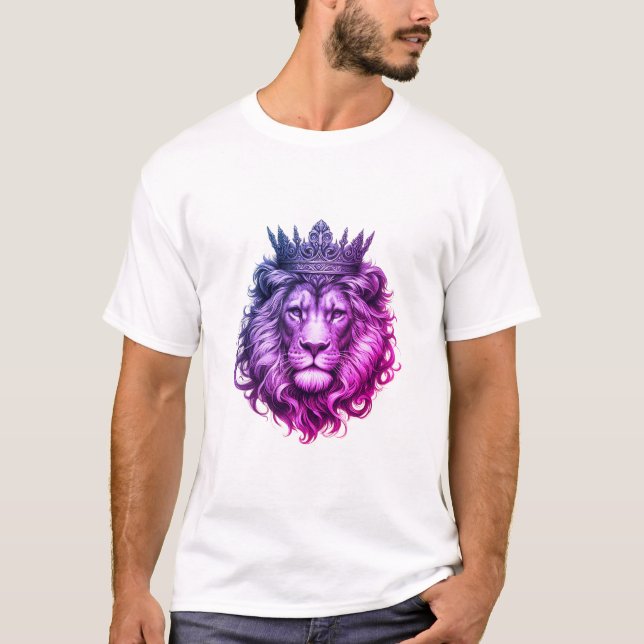 Camiseta Cabeça de Leão com Luxo Real Coroa (Frente)