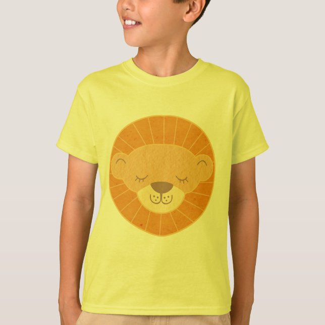 Camiseta Cabeça de Leão de Crianças Bonitas (Frente)