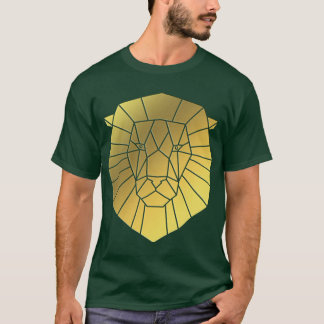 Camiseta Cabeça de Leão de Folha de Ouro Geométrica