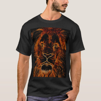 Camiseta Cabeça de Leão de Grafite Preto e Laranja