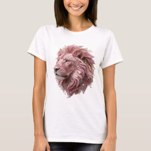 Camiseta Cabeça de Leão em Prata com Design Artístico Ousad