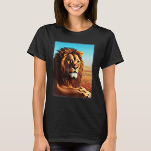 Camiseta Cabeça de leão impressão 3D África predador com wi