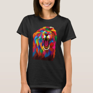 Camiseta Cabeça De Leão legal Com Cor Brilhante