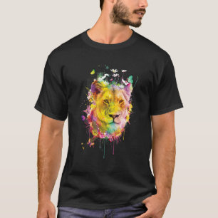 Camiseta Cabeça de Leão legal com Cor Brilhante 3
