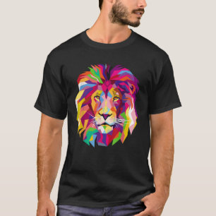 Camiseta Cabeça de Leão Legal Elegante com Cor Brilhante