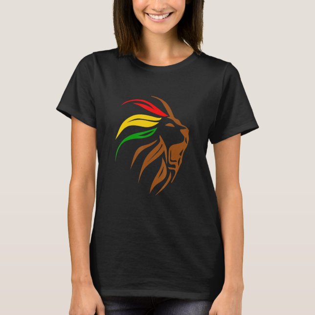 Camiseta Cabeça de Leão Rasta Mês da História Negra BLM Mel (Frente)