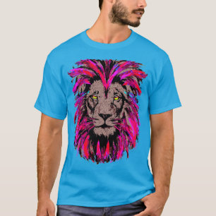 Camiseta Cabeça de Leão Rosa - Desenho Do Retrato Da Face D