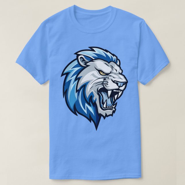 Camiseta Cabeça de Leões Azuis (Frente do Design)