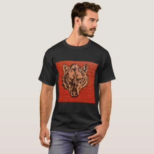 Camiseta Cabeça de Lobo em Vermelho