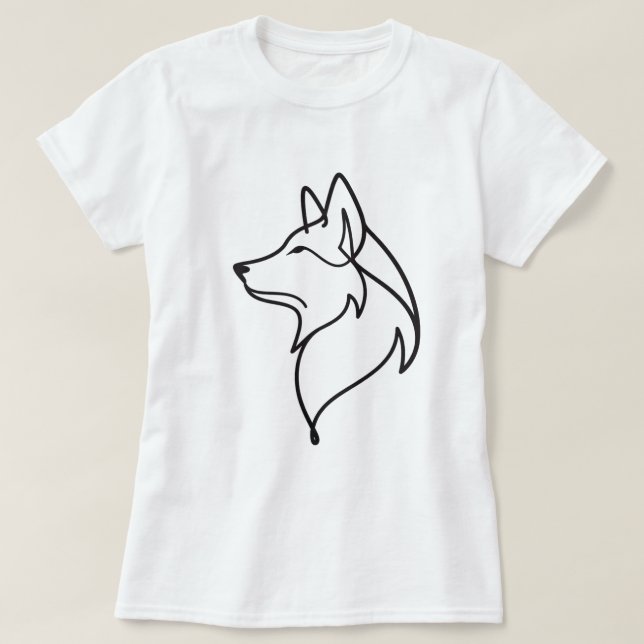 Camiseta Cabeça de Lobo Minimalista (Frente do Design)