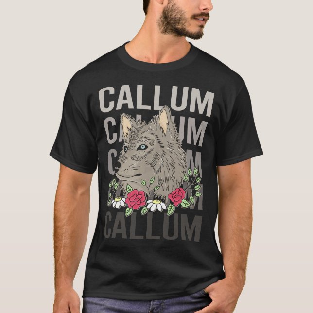 Camiseta Cabeça de Lobo - Nome Callum (Frente)