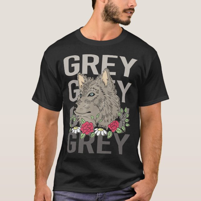 Camiseta Cabeça de Lobo - Nome Cinza (Frente)