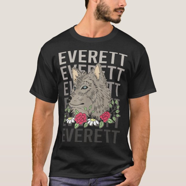 Camiseta Cabeça de Lobo - Nome Everett (Frente)