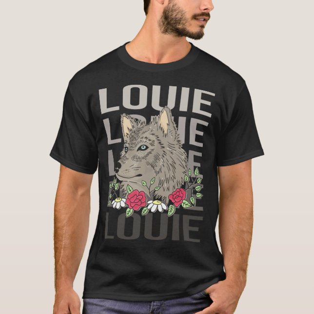 Camiseta Cabeça de Lobo - Nome Louie (Frente)