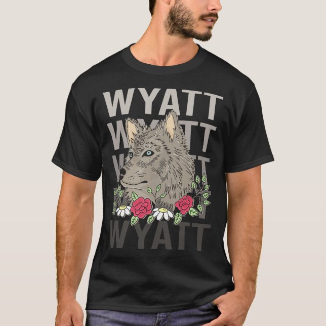 Camiseta Cabeça de Lobo - Nome Wyatt (Frente)