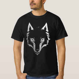 Camiseta Cabeça de Lobo Tribal – Animal Monocromát