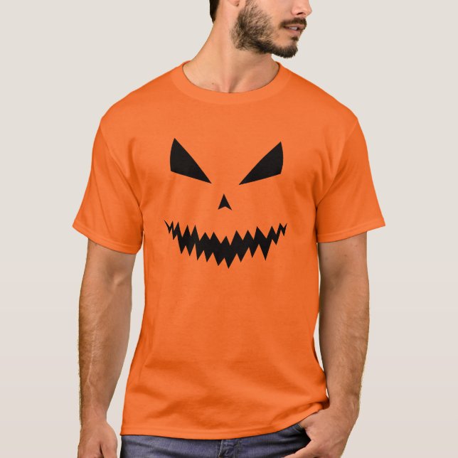 Camiseta Cabeça de mau preto de abóbora do Halloween Jack O (Frente)