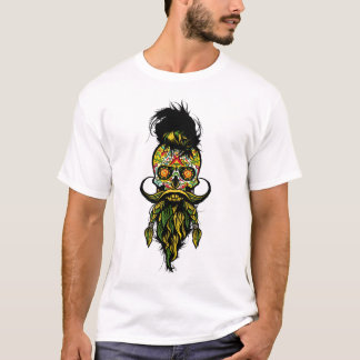Camiseta cabeça de morte hipster crânio skull barbudo