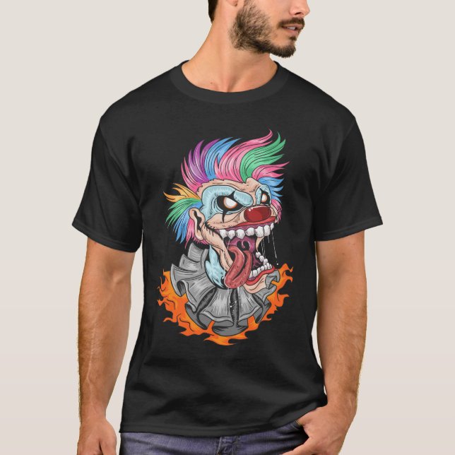 Camiseta Cabeça de palhaço Mau assustadora - Monstro horror (Frente)