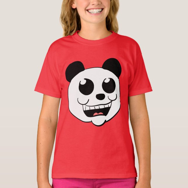 Camiseta Cabeça de Panda de Desenho Animado (Frente)